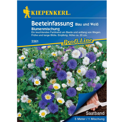 Zmes modrých a bielych kvetov - predaj výsevných pásikov - 5 m