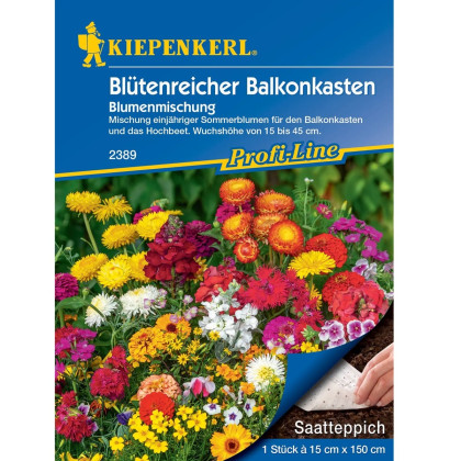 Zmes letničiek pre balkónový kvetináč - predaj výsevných pásikov - 15x150 cm